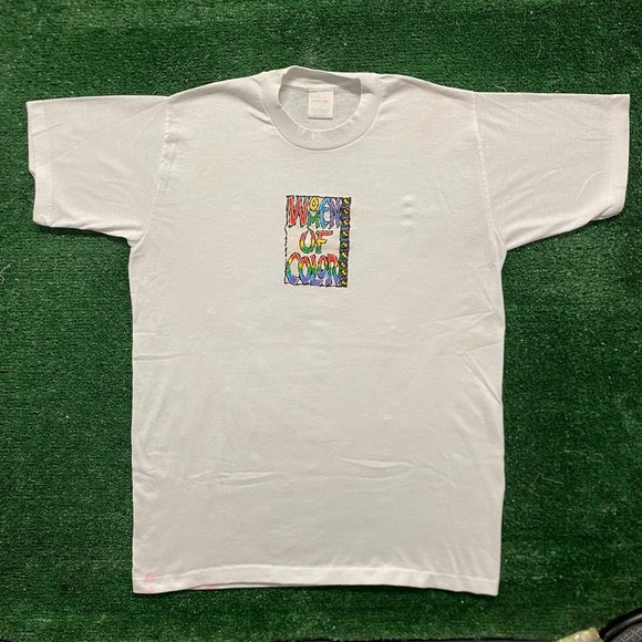 Vintage 80s Feminist Shirt BIPOC Rainbow Single Stitch Tee - Picture 1 of 6